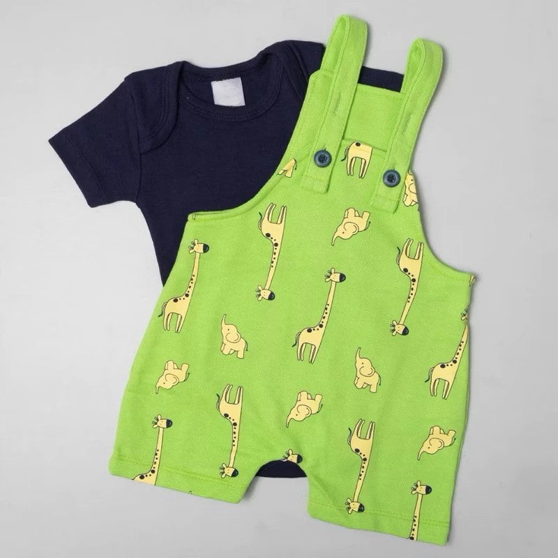 Conjunto Jardineira e body Bebê menino