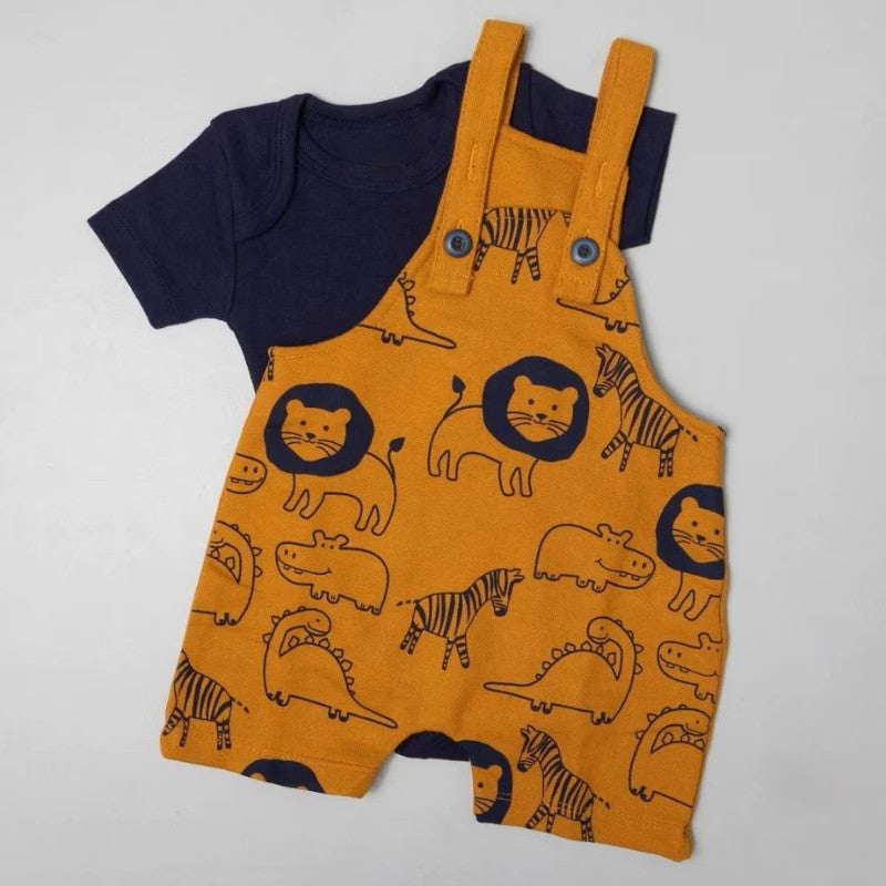 Conjunto Jardineira e body Bebê menino