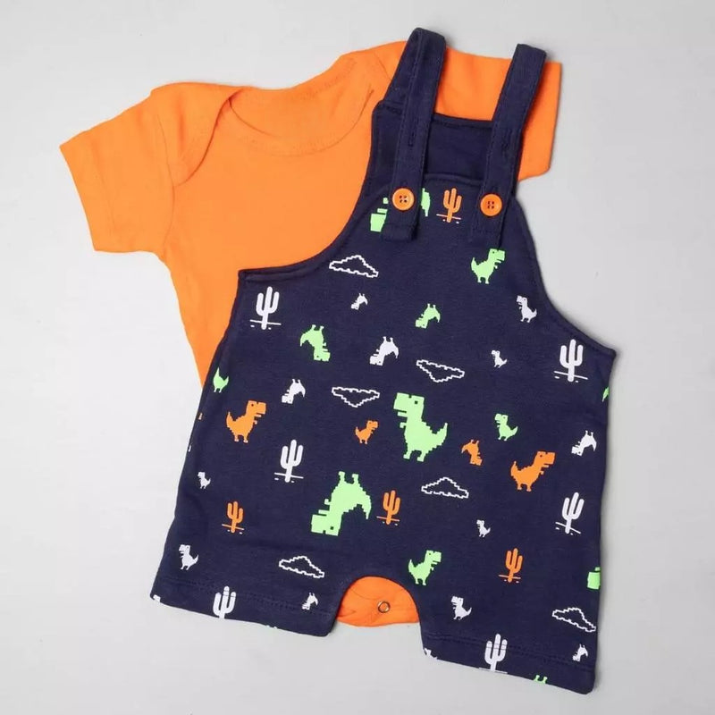 Conjunto Jardineira e body Bebê menino