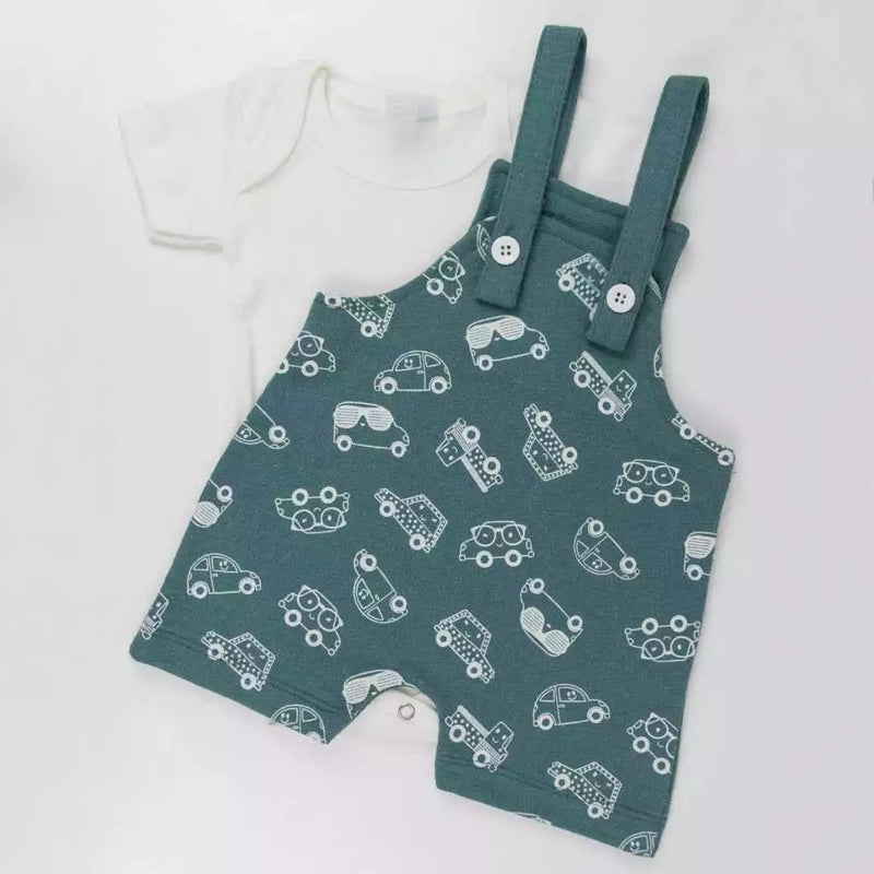 Conjunto Jardineira e body Bebê menino