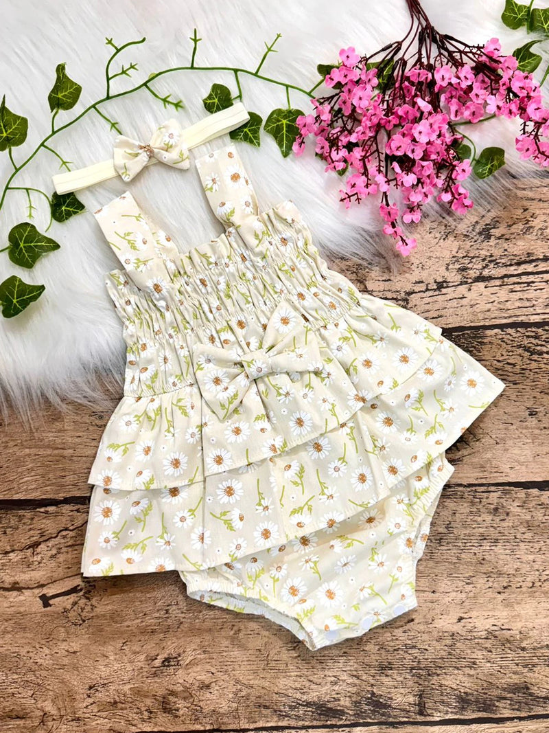 Body  Bebe Menina 100% algodão tiara