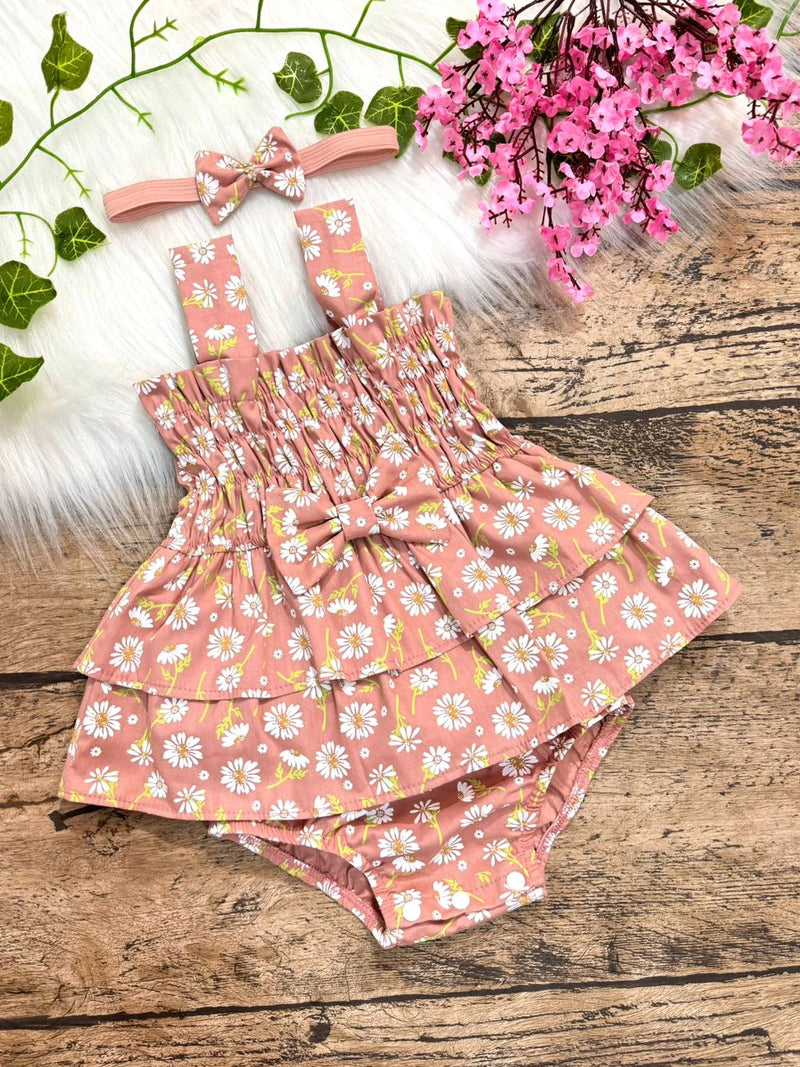 Body  Bebe Menina 100% algodão tiara