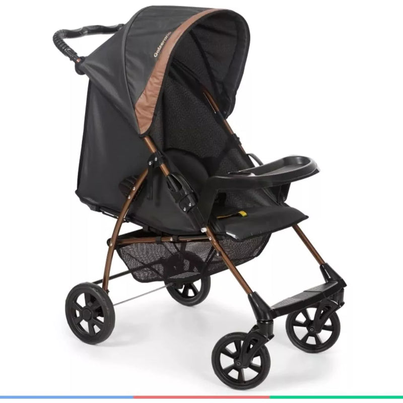 Carrinho de Bebe Reclinavel Galzerano Romano Preto/Cobre