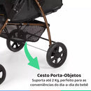 Carrinho de Bebe Reclinavel Galzerano Romano Preto/Cobre
