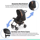 Carrinho de Bebe Reclinavel Galzerano Romano Preto/Cobre