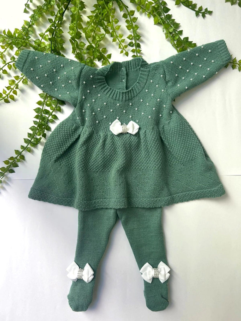 Vestido para bebê e Meia calça saída maternidade