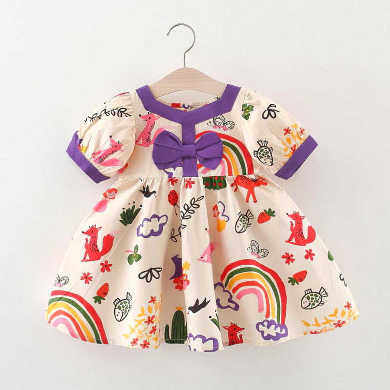 Vestido De Bebê Recém-Nascido Algodão Impresso