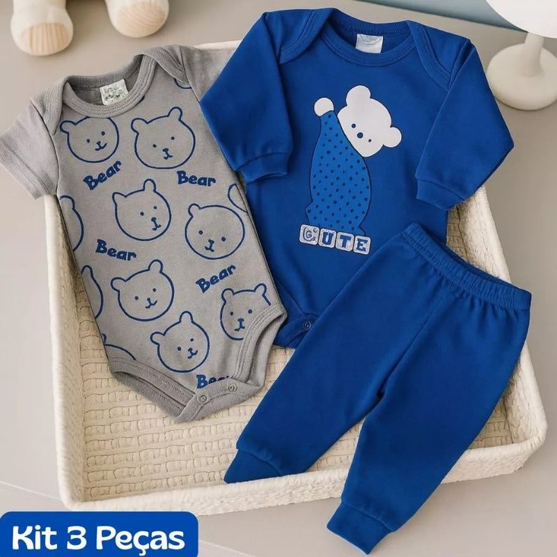 Conjunto Kit 3 Peças 100% Algodão Estampas Divertidas