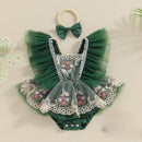 Body Infantil de Retalhos de Tule com Flores Bordadas