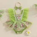 Body Infantil de Retalhos de Tule com Flores Bordadas