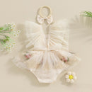 Body Infantil de Retalhos de Tule com Flores Bordadas