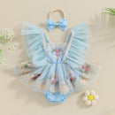 Body Infantil de Retalhos de Tule com Flores Bordadas